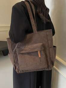 Bolso de mano de pana para mujer, bolso de hombro de gran capacidad, bolso escolar, bolsa de compras casual, mochila de viaje