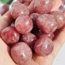 3pcs/5pcs Natural Polished Strawberry Quartz Tumbled Stones, Aromatherapy Stones, For Home Decor, Office Decor, Holiday Gifts, Etc.