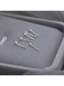 eTel LiKe 4/8/12件套耳钉棒防堵耳棒耳棒简约款迷你耳针防过敏耳钉 - 復古銀色 - 查看 2