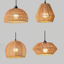 E27 手工编织藤绳复古吊灯，工业风格铁艺，适用于餐厅、酒吧、烧烤、复古装饰、波西米亚风格吊灯 - 麻繩吊燈 - 查看 11