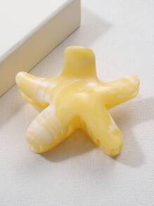 4 pezzi/1 pezzo Fermagli per capelli in acrilico giallo a forma di stella marina e margherita di grandi dimensioni, stile vacanziero versatile e minimalista, accessori per capelli adatti all'uso quotidiano, fermagli per capelli, morsetti per capelli, pinze per capelli, fermagli per catturare i capelli