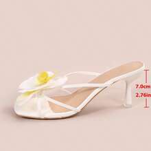 花卉装饰高跟凉鞋，适合海滩、旅行、约会、通勤、派对和聚会 - 橘色 - 查看 10