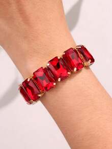 1 件时尚、精致、闪亮、多功能、奢华、独特、小批量、耀眼、奢华水晶方形手链，适合女士日常、派对、节日、通勤 - 手鐲 - 查看 8