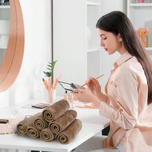 RWHETHH Makeup Remover Cloth, 13x7 Inch Reusable Makeup Remover Towels, Microfiber Fast Drying Facial Washcloth, Soft Face Towels For Washing Face - Light Brown - View 7