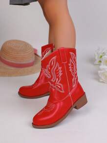 Herbst/Winter Neue Kinderstiefel, bestickte spitze Chunky Heel leichte modische Ankle Boots, geeignet für Mädchen Outdoor, Party, Veranstaltung