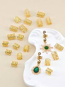 22 件巴洛克波西米亚风格夏季发饰辫子辫子女士女孩音乐节，爪夹，发夹，发夹，发夹，发夹，学校用品 - 金色 - 查看 5