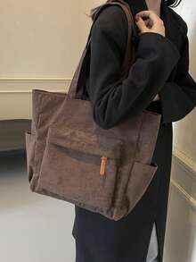 Bolso de mano de pana para mujer, bolso de hombro de gran capacidad, bolso escolar, bolsa de compras casual, mochila de viaje