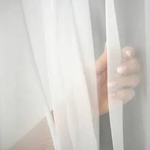 FLYING Elegant white semi-sheer curtains with 30cm embroidered lace trim, 1 piece set 400cm x 175cm, high quality polyester baryl fabric, suitable for 200-250cm curtain 尺寸, suroom room - 6063-30 - 查看 6