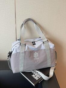 NingJia 女士大容量旅行包时尚拼色多功能通勤收纳包干湿分离运动健身包