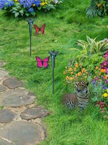 1/2/3/4pcs Solar Flying Butterfly Moving Fluttering Butterfly Decoration Decorative Waterproof Garden Post Centerpiece Suitable For Outdoor Decoration Of Home Yard Path Garden Landscape
