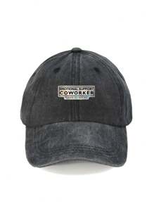 1pc "COWORKER" Printed Baseball Cap - Vintage Washed Style, Adjustable Unisex Hat, Ideal Sun Protection For Outdoor Activities, Fashionable For Men & Women, Holiday Gift