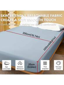 1件纯色100%涤纶床垫套，床笠，床垫保护套，适用于9-12英寸厚床垫，防缩水、防褪色、防皱，舒适柔软，轻便，四季皆宜，适用于家庭和宿舍，提供单人床/双人床/大号双人床/特大号双人床尺寸，通过OEKO-TEX认证，灰蓝色 - 霧霾藍 - 查看 8