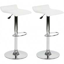 HOMEMAKE Furniture Taburete de Bar de Diseño Moderno Ajustable Giratorio de 360 °   con Cojín de Asiento Aerodinámico para Cocina Bar Sala de Estar Juego de 2 Blanco - FLANAGAN BLANCO - Ver 13