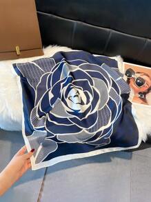 1 件仿丝花卉印花 70*70 厘米方形围巾，男士头巾头带围脖多功能配饰