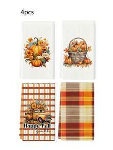 2件/4件/12件南瓜、汽车、秋季厨房毛巾、感恩节洗碗布、秋季主题、吸水速干、超细纤维材质、矩形40*60厘米、数码印花图案、适用于秋季厨房装饰、户外派对装饰、感恩节礼物、生日礼物 - 彩色 - 查看 12