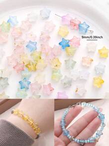 50 piezas Cuentas de estrella de acrílico elegantes, acabado brillante y mate, colores surtidos, adecuadas para hacer joyas DIY, pulseras y collares