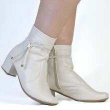 Women's Mid-Calf Combat Boot With Removable Shiny Straps REF:BR02 - 米色 - 查看 1
