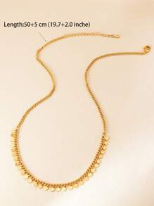 1 pièce Collier fantaisie rond à franges, chaîne colonne vertébrale dorée. Collier convenant à un port quotidien pour femmes