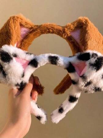 1个可爱小狗耳朵发箍，豹纹毛绒狗狗发箍，可搭配口罩，趣味发饰，圣诞袜填充物，女士圣诞袜填充物，圣诞礼物，礼物，圣诞袜填充物，女士礼物，礼物，圣诞礼物，成人圣诞袜填充物，成人圣诞袜填充物，发饰，女士配饰，圣诞袜填充物，成人礼发饰，圣诞发饰，女士礼物创意，美容圣诞袜填充物，女士圣诞礼物