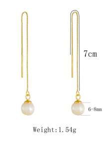 1 par de brincos pendentes de prata esterlina S925 com borla e pérola natural, joia elegante e moderna