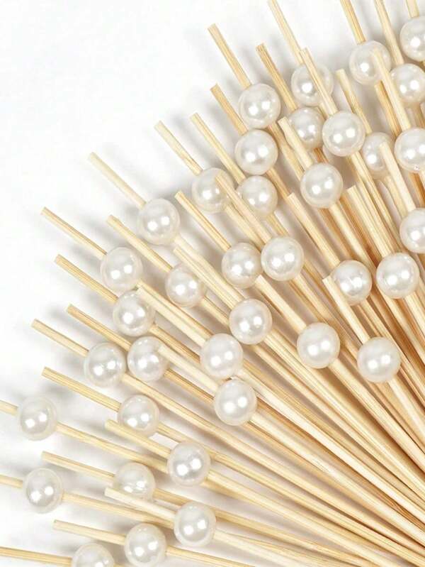 20/50/100 Pcs Cocktail Picks, Toothpicks For Appetizers, Bamboo Cocktail Sticks Skewers For Drinks, Desserts, Charcuterie, Wedding Party Fancy Toothpicks, Pearl Mini Food Picks Decorative, Christmas