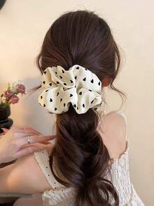 1 件法式缎面波尔卡圆点心形发圈，新款马尾辫发圈、发髻、发饰、发圈、发球 - 彩色 - 查看 9