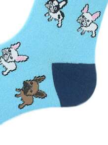 1 par de calcetines medianos para hombres con estampado de perro de dibujos animados, cómodos de usar, opción perfecta para hombres