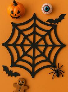 1 pièce Dessous de verre toile d'araignée noire d'Halloween - Tapis de boisson décoratifs noirs pour table, tasses à café, tasses citrouille - Dessous de verre d'Halloween pour fête, maison, cuisine, bar Décoration d'Halloween Décoration d'automne Décoration de chambre Décoration d'automne