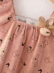 2025 Wiosna Dziewczynek Modny 3-częściowy komplet garniturowy z falbaniastym kołnierzykiem, styl brytyjski, dla malucha - Brudny różowy - Zobacz 3