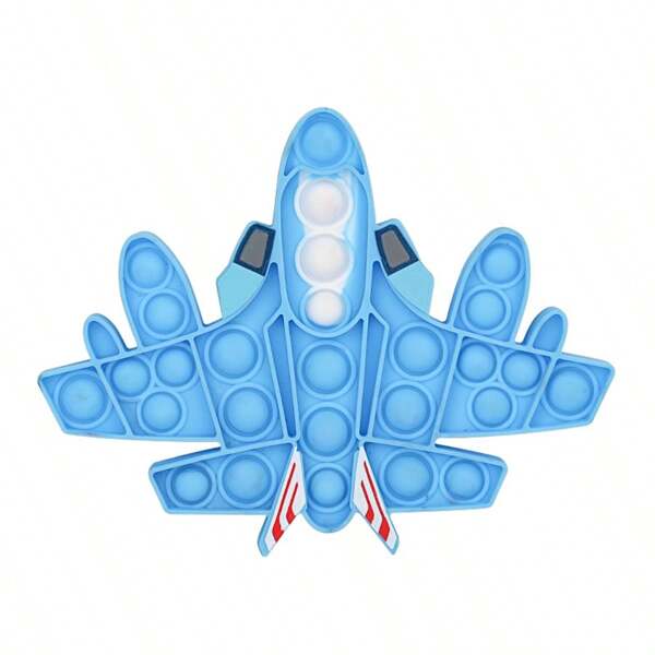 Blue Airplane Bubble Press Decompression Toy, Silicone Portable Finger Tip Toy, Kids & Adult 2 Player Game Toy, Travel Quiet Toy, Suitable For Thanksgiving, Father's Day, Halloween, Christmas Party Games