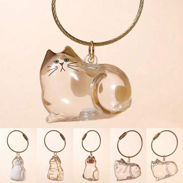 Cute Cat Fur Storage Pendant Keychain Portable Souvenirs Small Ornaments Portable Handmade Key Chain DIY Keychains Accessories School Car Accessories Goth Y2k