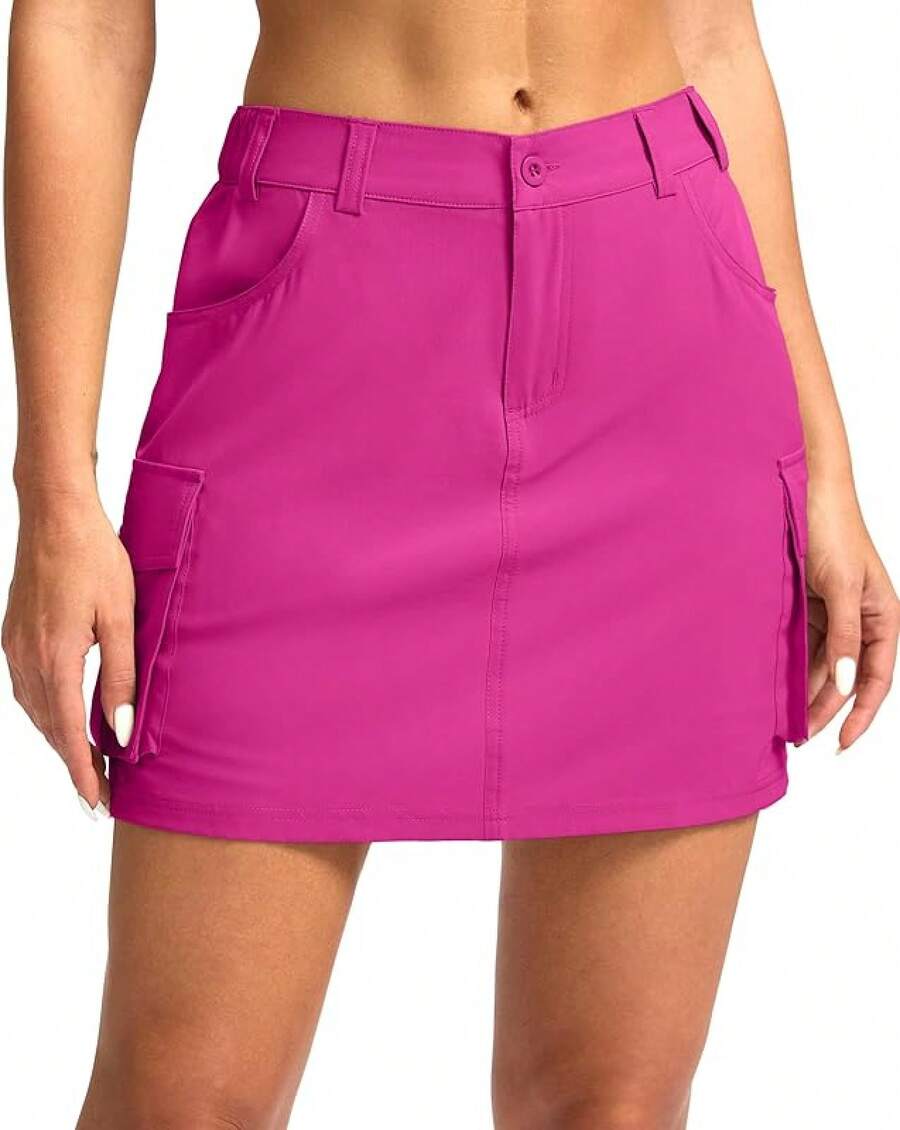 Women's Skort 5 Pockets Cargo Skirt Skirts Skorts Women Casual Summer Hiking - 玫瑰 - 查看 1