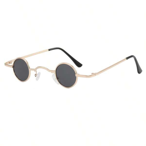 1 pieza Espejo redondo de metal en miniatura, espejo de estilo nicho extravagante, gafas de moda vintage para hombres, adecuado para viajes, fotos, transmisión en vivo, personalizado, fiesta, festival de música, look escolar elegante y preparatoriado