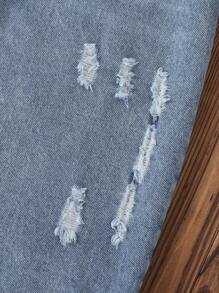 1pc Girls' Fashionable Vintage Distressed Denim Mini Skirt, Versatile For Autumn/Winter - Medium Wash - View 4