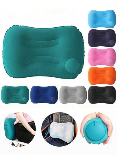 1pc Portable Fabric Air Pillow Lightweight Bed Pillow Inflating Folding Inflatable Pillow Travel Pillow For Camping Desk Rest Backpacking Hiking Camping Travel Essentials Back To School Seasonvacation Holiday Neck Pillow Travel