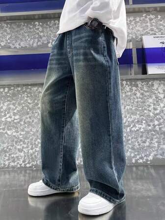 Tween Boys' Loose Fit Pocket Design Straight Leg Jeans