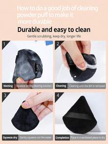 50pcs/30pcs/20pcs/10pcs/5pcs Triangle Flocked Makeup Sponges, Soft & Fluffy Texture, Suitable For Face & Body Powder Puff, Mixed Set Makeup Beauty Tools - Black - View 3