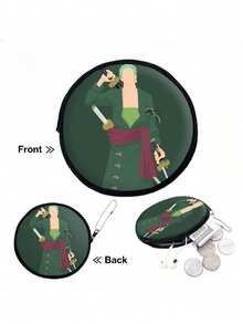 Ein Stück Geldbeutel mit rundem Design und Animation Muster, reißverschlusshaltige Kopfhörertasche für Jungen und Mädchen Studenten, leicht und kompakt, kreisförmiges Design, Urlaubsgeschenk, Geburtstaggeschenk, Weihnachtsgeschenk, Urlaubsreise und tragbarer Münzbeutel für den täglichen Einkauf