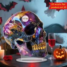 Halloween Skull Decor 2D Flat Acrylic Skeleton Head Decorations Tabletop Ornaments For Home Holiday Party