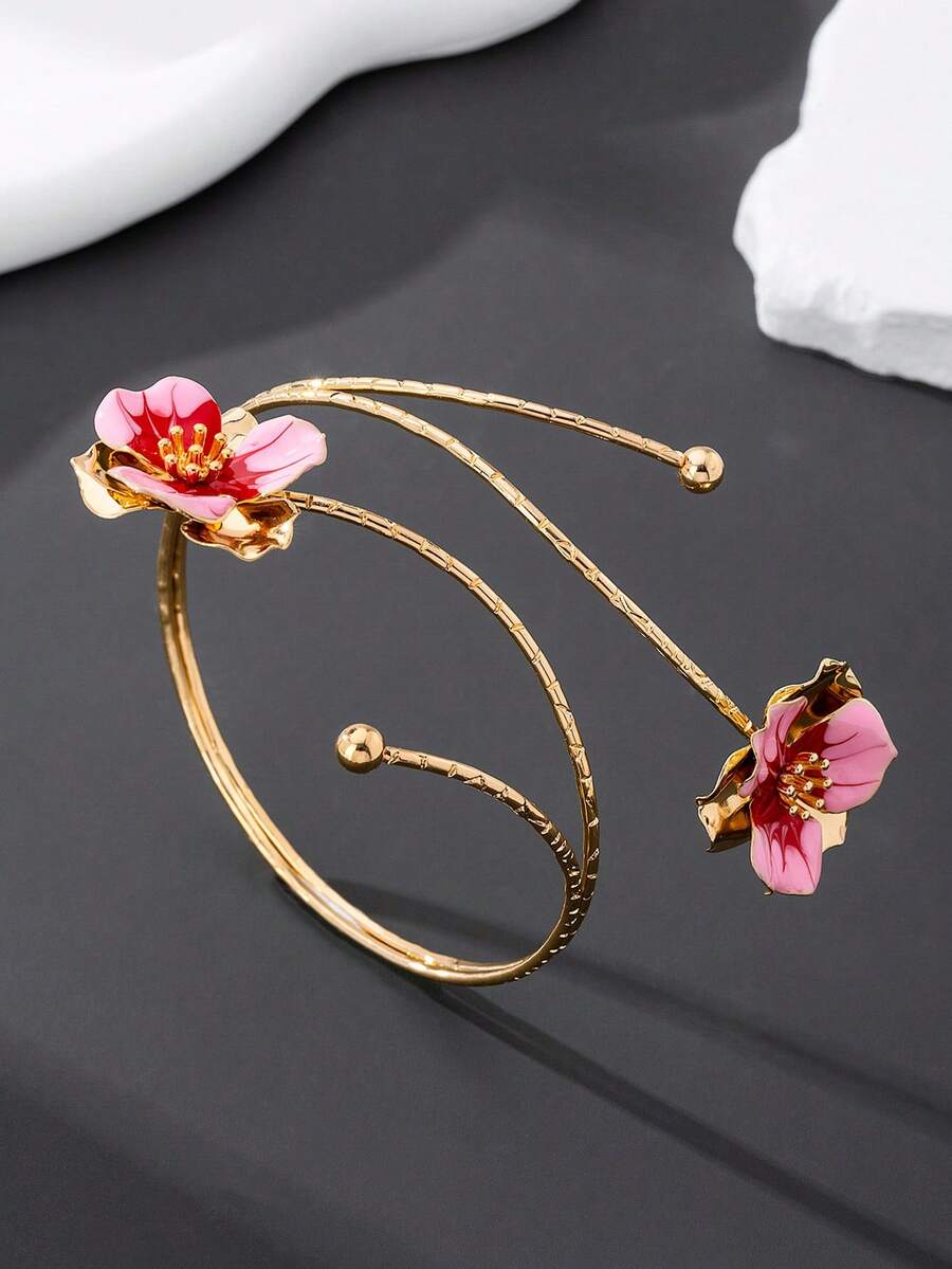 1pc Summer Sexy Vacation Style Layered Dripping Flower Armband For Women