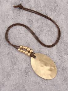 1 件时尚优雅的金色扭绳吊坠项链，适合送给男朋友、女朋友、家人、日常配饰的礼物 - 臘繩串珠款 - 查看 28