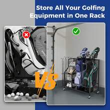 GOFLAME 5-In-1 Golf Bag Storage Organizer Rolling Golf Bag Stand With Hooks Storage-Black - Black - View 6