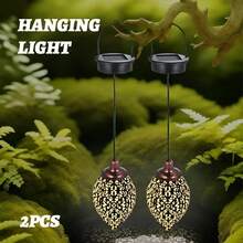 NetHong 2 Pieces Solar Lantern For Outdoors, Metal Solar Lantern For Outdoors Hanging With IP44 Waterproof Warm White LED, Solar Lamps For Outdoors Hanging For Garden Balcony Terrace Christmas