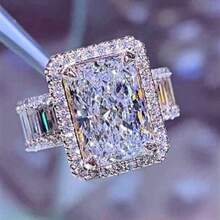 1PC Women's Fashion Dazzling Zirconia Ring Wedding Band Engagement Party Birthday Anniversary Christmas Gifts For Women Girlfriend Fine Jewelry US Size 5-11#