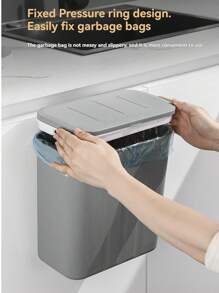 1pc Wall-Mounted Sliding Lid Trash Can With Sealed Lid, Waste Bin, Garbage Storage Box, Bathroom Side Storage Bucket, Home Organization, Flip Lid/Slide Lid, Suitable For Kitchen, Bathroom, Living Room, Comes With Hook