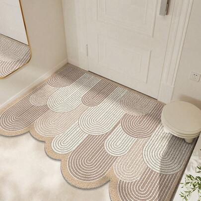 1pc PVC Door Mat, Flower Pot Shape With Silk-Textured Circle, Fresh Style Non-Slip Mud Scraper, Easy To Clean, Home Decor Gift, Entrance/Bathroom/Patio/Balcony/Outdoor, All Season Bathroom Accessories