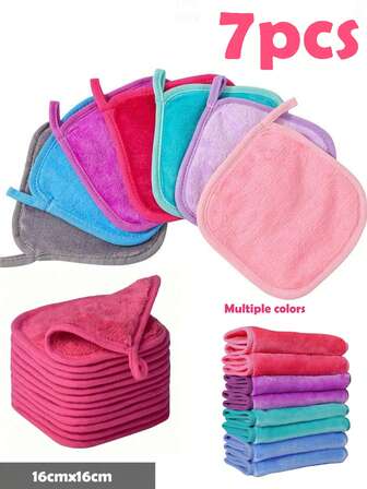 卸妆巾，柔软超细纤维洁面巾，带挂环卸妆面巾，温和亲肤，可水洗可重复使用清洁卸妆巾，法兰绒可重复使用卸妆巾，吸水小方巾