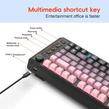 HXSJ L400 Three-Mode Bluetooth Wireless Membrane Keyboard, Gradient Ball Cap 81 Keyboard, Charging Test, Colorful Compact Office Gaming Keyboard