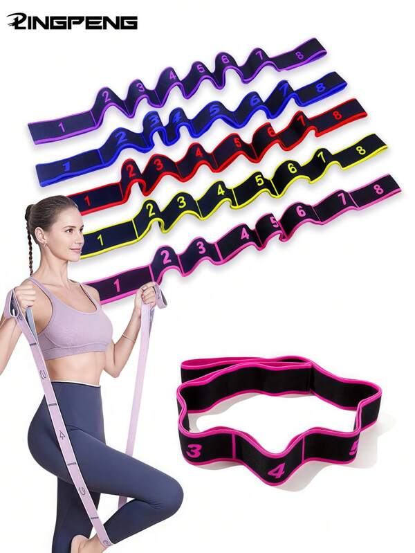 1 pièce Bande élastique de yoga, bande de résistance d'étirement professionnelle de gymnastique, bande de résistance de fitness, convient pour sangle d'étirement de yoga, ballet, bande élastique de danse en forme de 8, bande de rallonge numérique, Pilates, gymnastique et bande élastique de danse