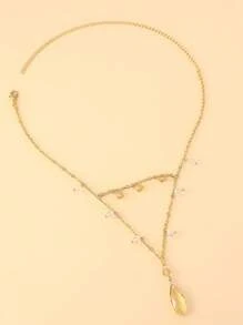 Dainty Layered Necklace With Yellow Teardrop Pendant For Women, Gold Chain Elegant Jewelry For Party Wedding Gift